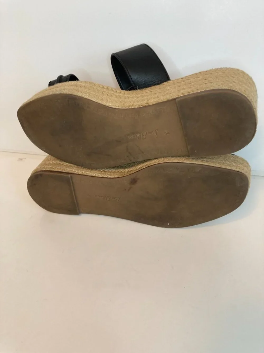 Sam Edelman Carson Espadrille Wedge Sandals-Black Leather-Size 8.5M